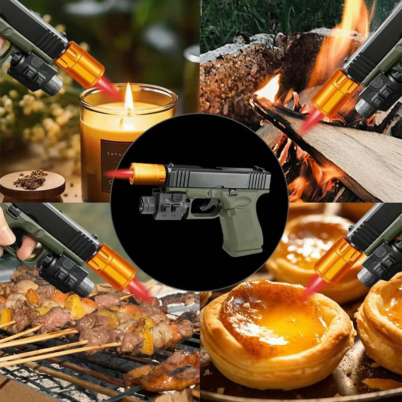 (Lighter Only (No Gas))Refillable Butane Lighter Windproof Torch Lighter for Cooking BBQ Camping & Daily Use Metal Gift with 2 Flame Modes Adjustable Jet Flame Fire Starter Kit,Fun, Creative, and Novel 2025 Lighter