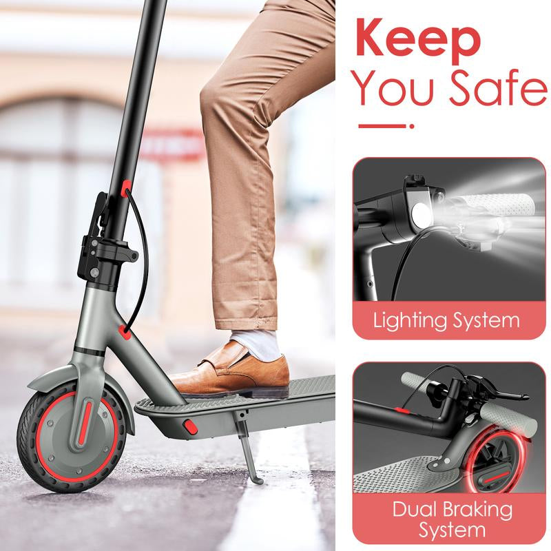 Foldable Electric Scooter, 8.5"Tires, up to 17/22 Miles Range, 350W Motor & 19 MPH Portable Folding Commuting Electric Scooter for Adults with Double Braking System and App
