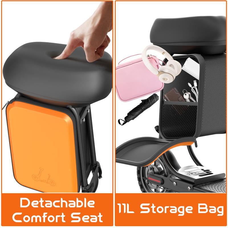 Adult Electric Scooter – 19 MPH Maximum Speed, 350W Motor, Foldable Commuter Design with App Control, Seat, and Storage Bag