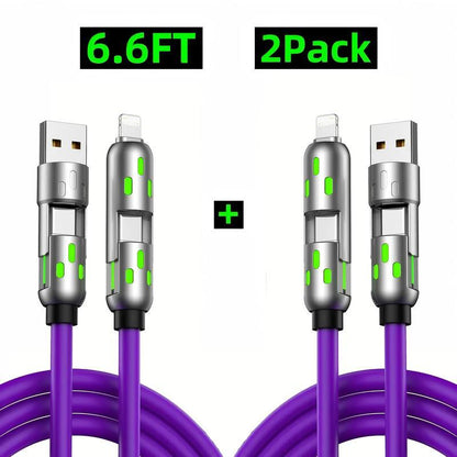 [Buy 1 Get 1 Free] 4-In-1 Multi USB Charging Cable with USB A,Type C,Lightning-Max65W Fast Charging & Data Sync for Iphone16/15,Ipad Pro, Fast Charge Usb Cable 4-In-1 Fast Breathing Light -Max 1 Usb-C Data 4 1 Charging Cable-Yy