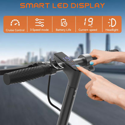 Adult Electric Scooter – 19 MPH Maximum Speed, 350W Motor, Foldable Commuter Design with App Control, Seat, and Storage Bag