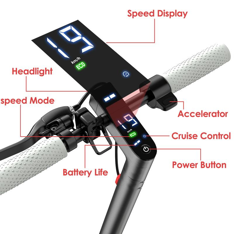 Foldable Electric Scooter, 8.5"Tires, up to 17/22 Miles Range, 350W Motor & 19 MPH Portable Folding Commuting Electric Scooter for Adults with Double Braking System and App
