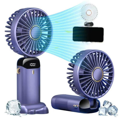 Portable Fan,4000Mah,180 Adjustable,5 Speedwind, Display Electricity in Real Time, Usbrechargeable Foldable Personal Fan