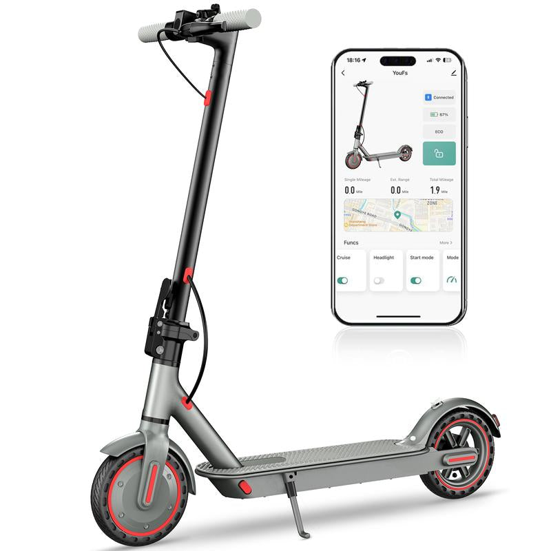 Foldable Electric Scooter, 8.5"Tires, up to 17/22 Miles Range, 350W Motor & 19 MPH Portable Folding Commuting Electric Scooter for Adults with Double Braking System and App