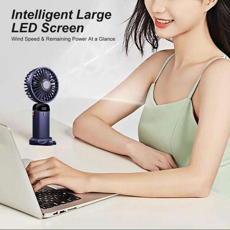 Portable Fan,4000Mah,180 Adjustable,5 Speedwind, Display Electricity in Real Time, Usbrechargeable Foldable Personal Fan