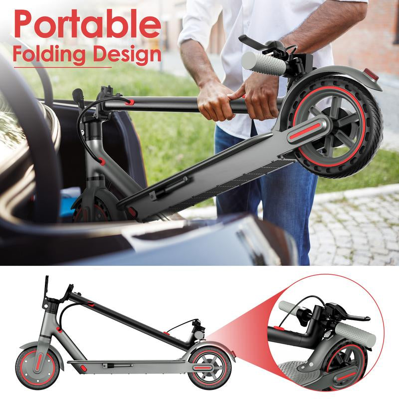 Foldable Electric Scooter, 8.5"Tires, up to 17/22 Miles Range, 350W Motor & 19 MPH Portable Folding Commuting Electric Scooter for Adults with Double Braking System and App