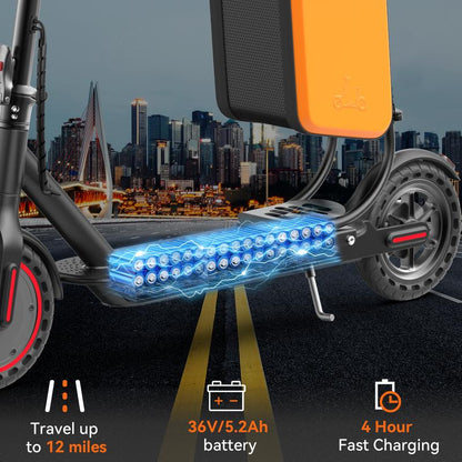 Adult Electric Scooter – 19 MPH Maximum Speed, 350W Motor, Foldable Commuter Design with App Control, Seat, and Storage Bag