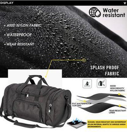 Waterproof Duffel Large Gym Bag with Shoe Compartment, Foldable Sport Duffle