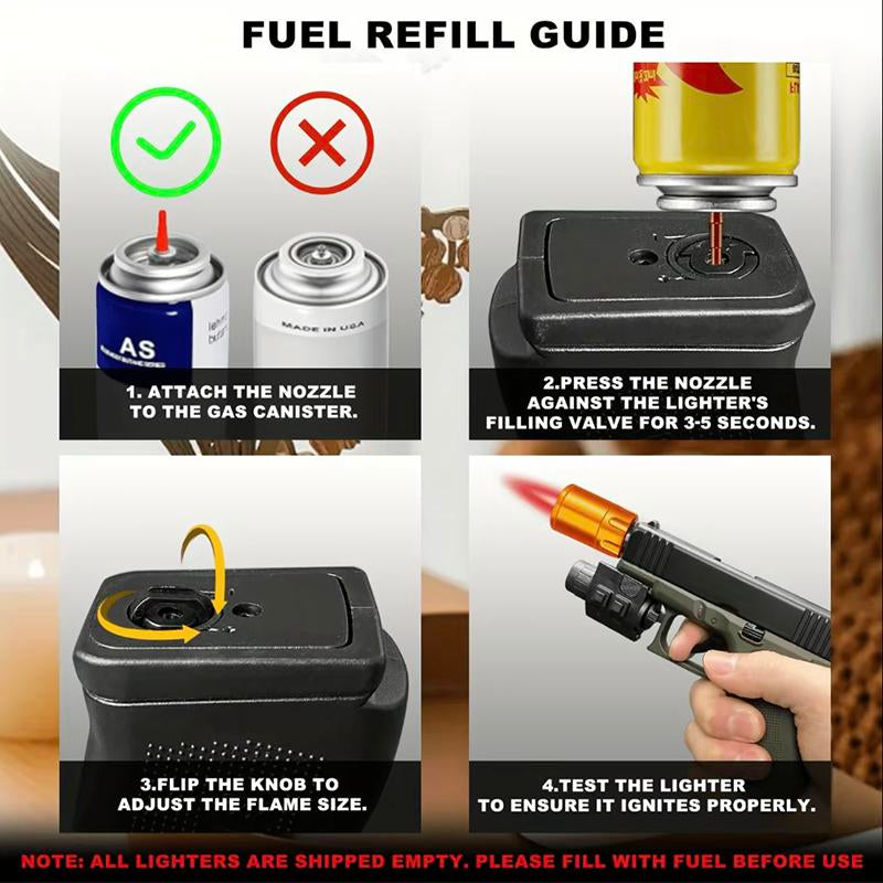 (Lighter Only (No Gas))Refillable Butane Lighter Windproof Torch Lighter for Cooking BBQ Camping & Daily Use Metal Gift with 2 Flame Modes Adjustable Jet Flame Fire Starter Kit,Fun, Creative, and Novel 2025 Lighter