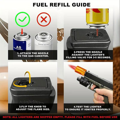 (Lighter Only (No Gas))Refillable Butane Lighter Windproof Torch Lighter for Cooking BBQ Camping & Daily Use Metal Gift with 2 Flame Modes Adjustable Jet Flame Fire Starter Kit,Fun, Creative, and Novel 2025 Lighter
