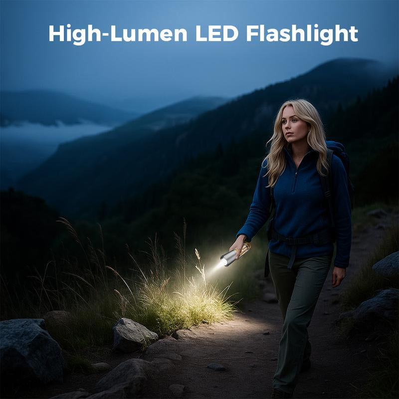 Rechargeable LED Flashlight with 360° Camping Lantern – Super Bright, Long Range Flashlight for Camping, Hiking, Emergencies, Outdoor Adventures, Home & Daily Use