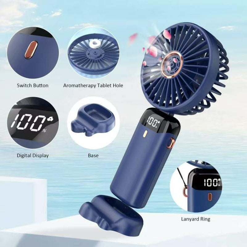 Portable Fan,4000Mah,180 Adjustable,5 Speedwind, Display Electricity in Real Time, Usbrechargeable Foldable Personal Fan