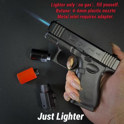(Lighter Only (No Gas))Refillable Butane Lighter Windproof Torch Lighter for Cooking BBQ Camping & Daily Use Metal Gift with 2 Flame Modes Adjustable Jet Flame Fire Starter Kit,Fun, Creative, and Novel 2025 Lighter