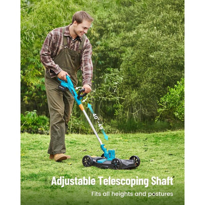 Seesii Electric 12" Lawn Mower and Leaf Blower Combo Kit, 3 in 1 Cordless Weed Wacker Grass Eater with 1.3"/2.1" Height, Battery String Trimmer Rotary Handheld Blower with 5-Speed for Yard Lawn