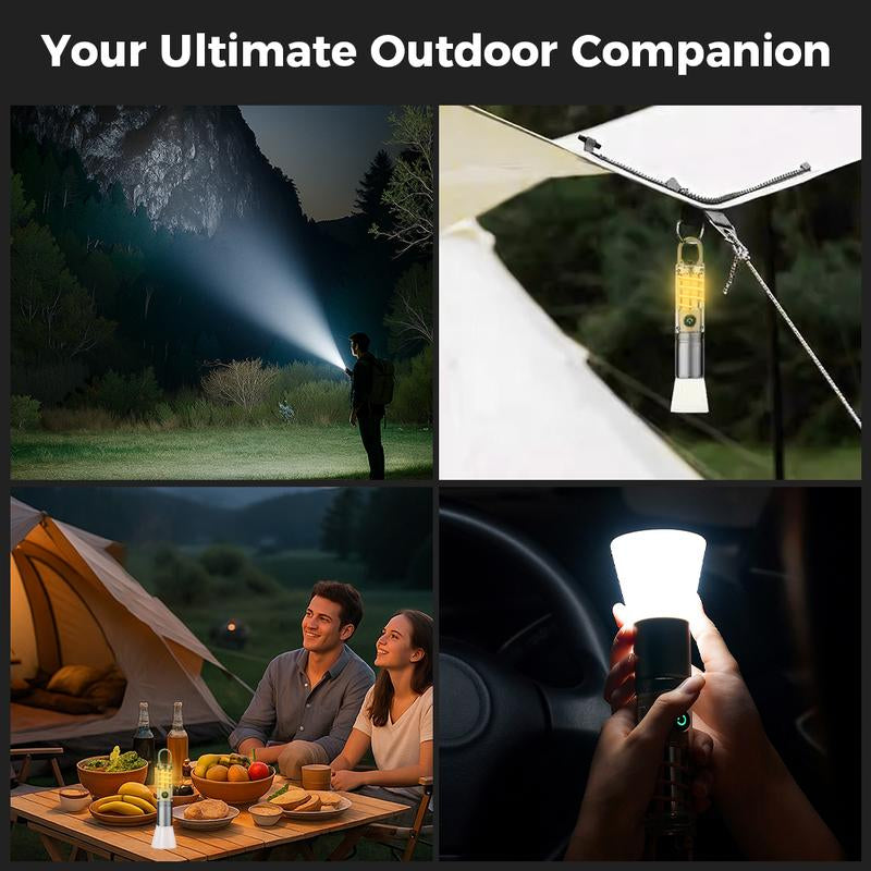 Rechargeable LED Flashlight with 360° Camping Lantern – Super Bright, Long Range Flashlight for Camping, Hiking, Emergencies, Outdoor Adventures, Home & Daily Use