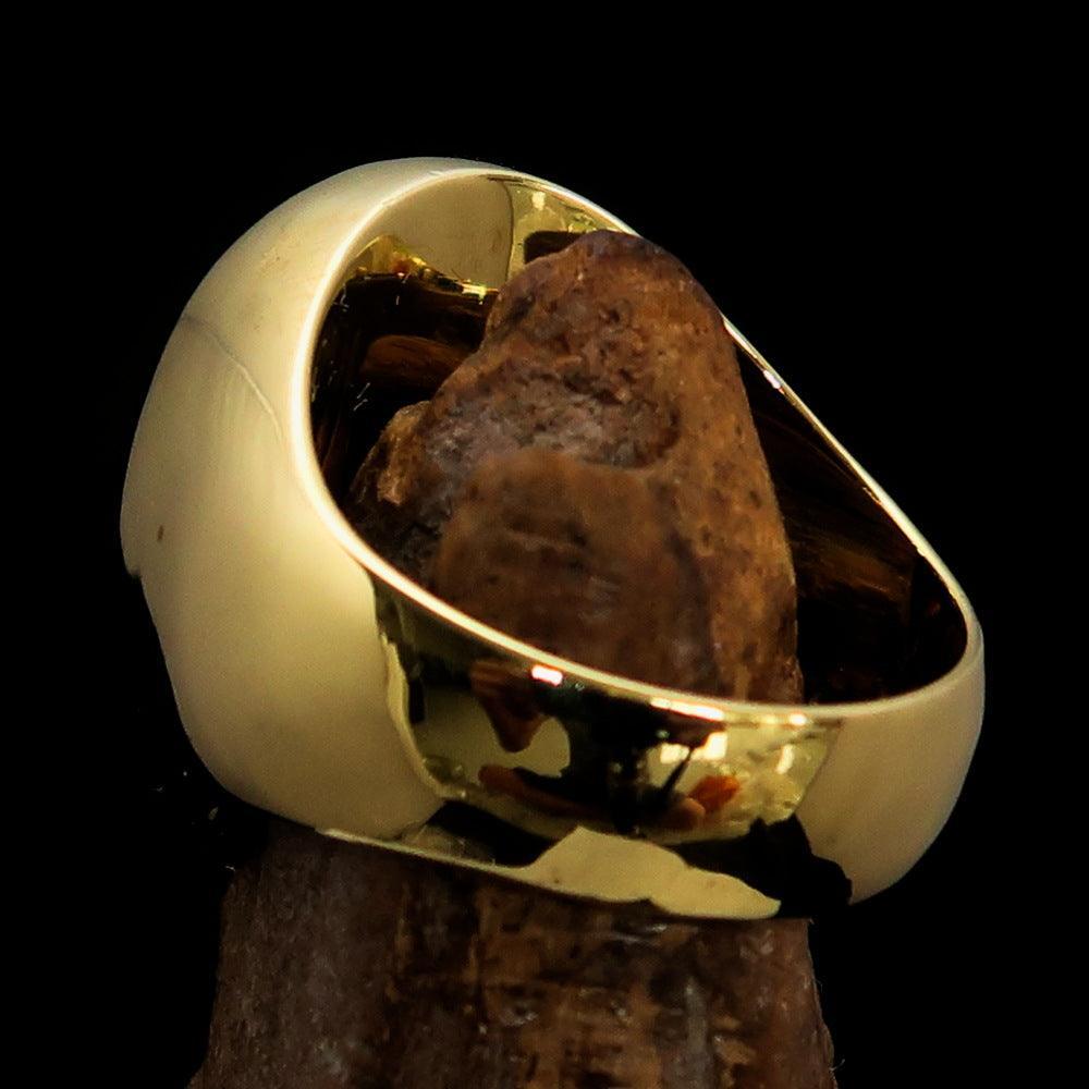 Excellent crafted oval Men's red Vampire Skull Ring - solid Brass-3