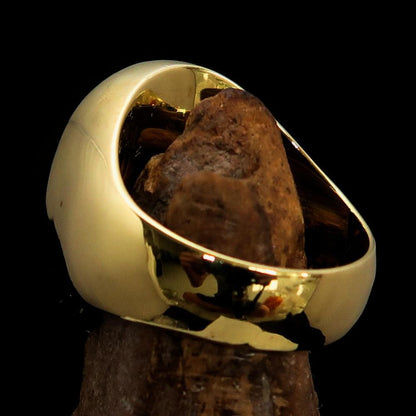 Excellent crafted oval Men's red Vampire Skull Ring - solid Brass-3