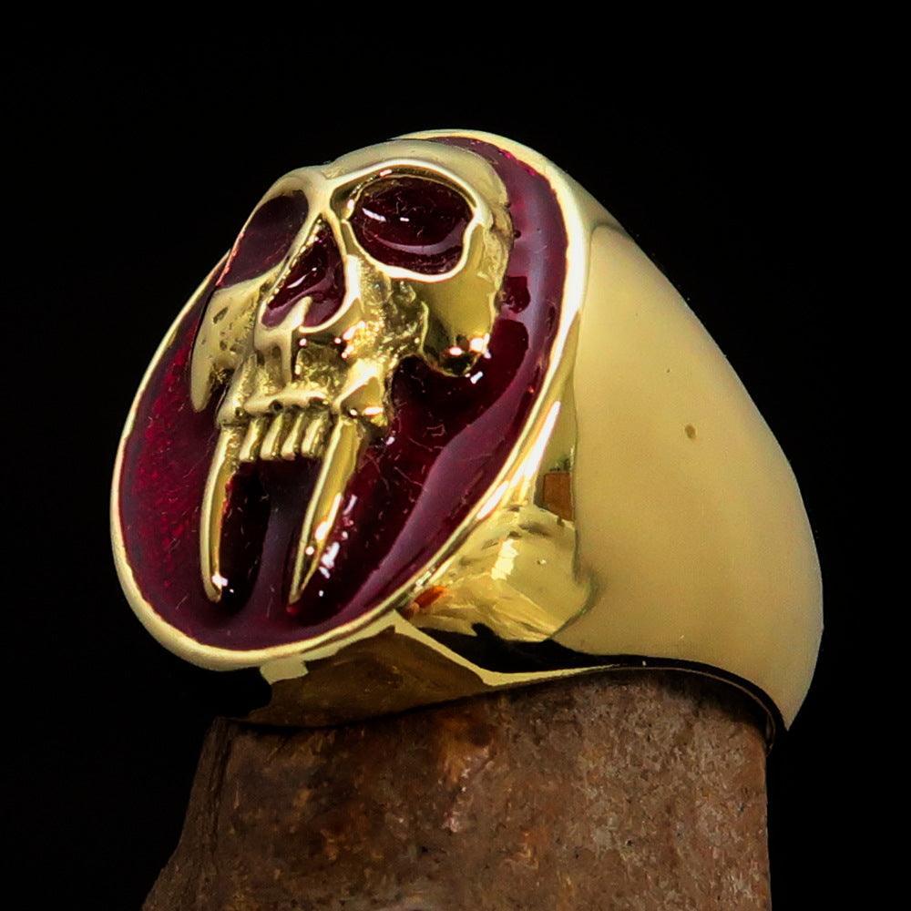Excellent crafted oval Men's red Vampire Skull Ring - solid Brass-4