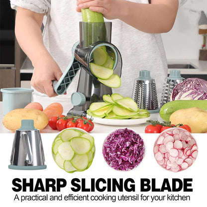 3-in-1 Rotary Cheese Grater – Versatile Manual Vegetable Slicer & Nut Grinder (Blue)-3