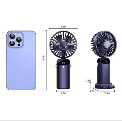 Portable Fan,4000Mah,180 Adjustable,5 Speedwind, Display Electricity in Real Time, Usbrechargeable Foldable Personal Fan