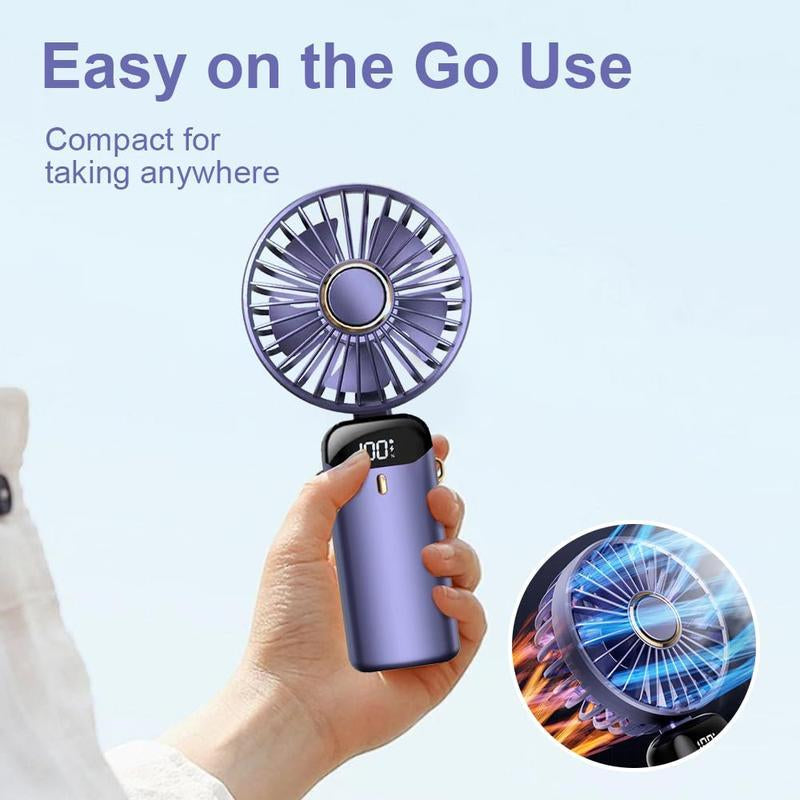 Portable Fan,4000Mah,180 Adjustable,5 Speedwind, Display Electricity in Real Time, Usbrechargeable Foldable Personal Fan