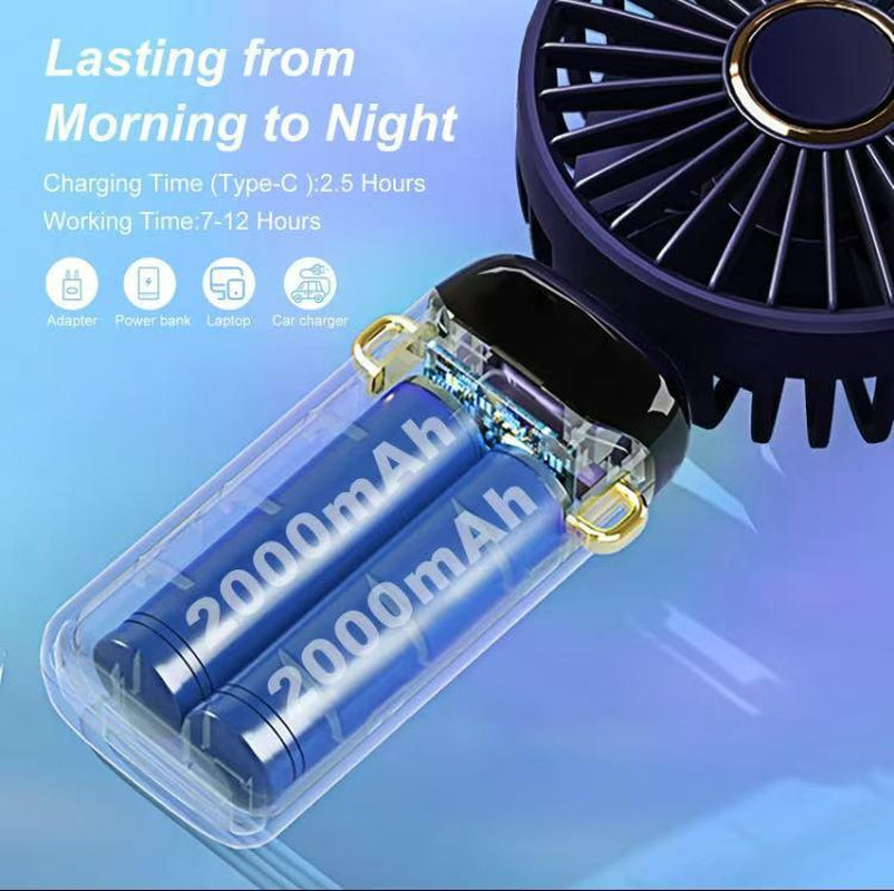 Portable Fan,4000Mah,180 Adjustable,5 Speedwind, Display Electricity in Real Time, Usbrechargeable Foldable Personal Fan
