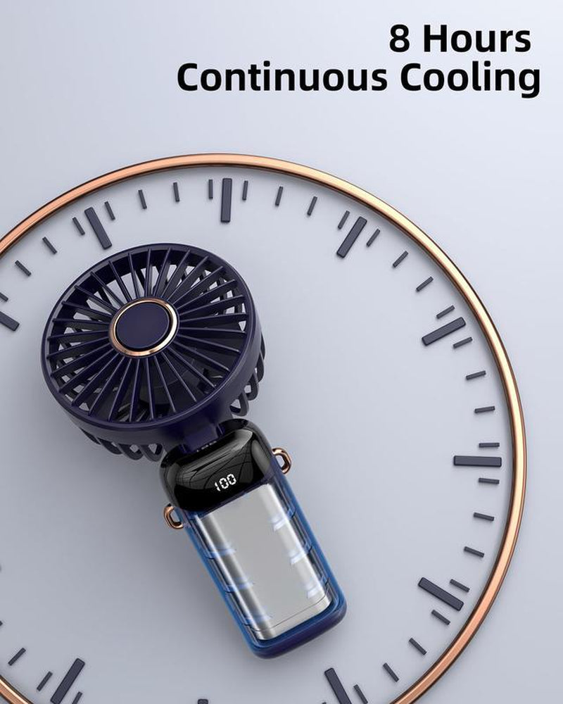 Portable Fan,4000Mah,180 Adjustable,5 Speedwind, Display Electricity in Real Time, Usbrechargeable Foldable Personal Fan
