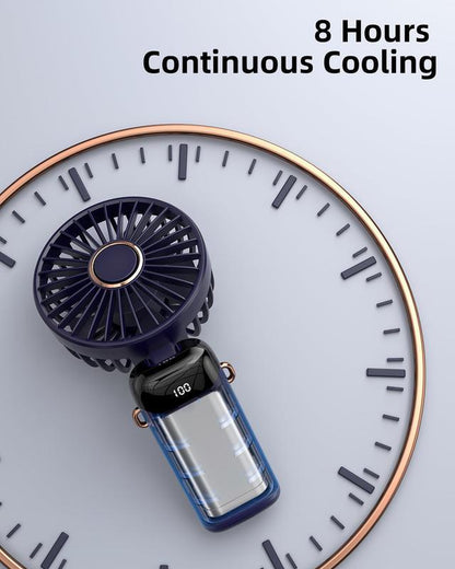 Portable Fan,4000Mah,180 Adjustable,5 Speedwind, Display Electricity in Real Time, Usbrechargeable Foldable Personal Fan
