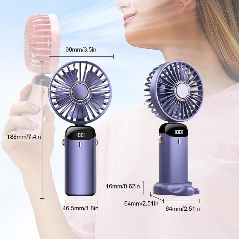Portable Fan,4000Mah,180 Adjustable,5 Speedwind, Display Electricity in Real Time, Usbrechargeable Foldable Personal Fan