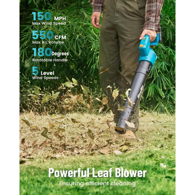 Seesii Electric 12" Lawn Mower and Leaf Blower Combo Kit, 3 in 1 Cordless Weed Wacker Grass Eater with 1.3"/2.1" Height, Battery String Trimmer Rotary Handheld Blower with 5-Speed for Yard Lawn
