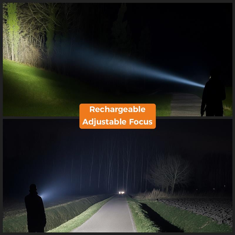 Rechargeable LED Flashlight with 360° Camping Lantern – Super Bright, Long Range Flashlight for Camping, Hiking, Emergencies, Outdoor Adventures, Home & Daily Use