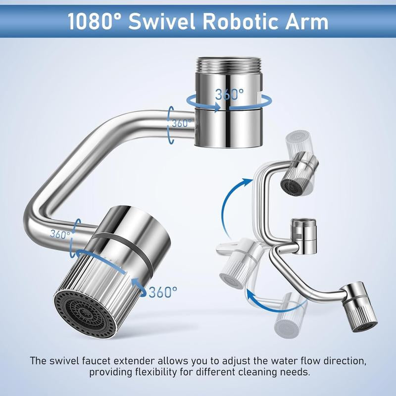 Rotatable Faucet Aerator Extension - for Effortless, All-Angle Control, Rotating Swivel Faucet Aerator Extender, Kitchen Bathroom Sink Faucets Sprayer Attachment with 2 Mode Splash(1Pc)