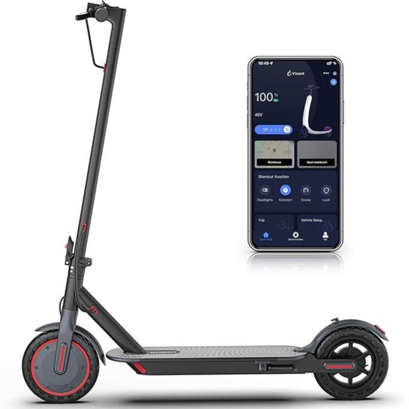 Adult Electric Scooter – 19 MPH Maximum Speed, 350W Motor, Foldable Commuter Design with App Control, Seat, and Storage Bag