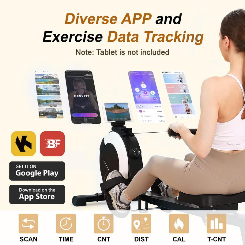 Home Rowing Machine by Hartwares: 77Lbs High-Resistance Magnetic Rower with 16 Quiet Resistance Levels,Lcd Monitor,App Compatibility,And Smooth Rowing Experience