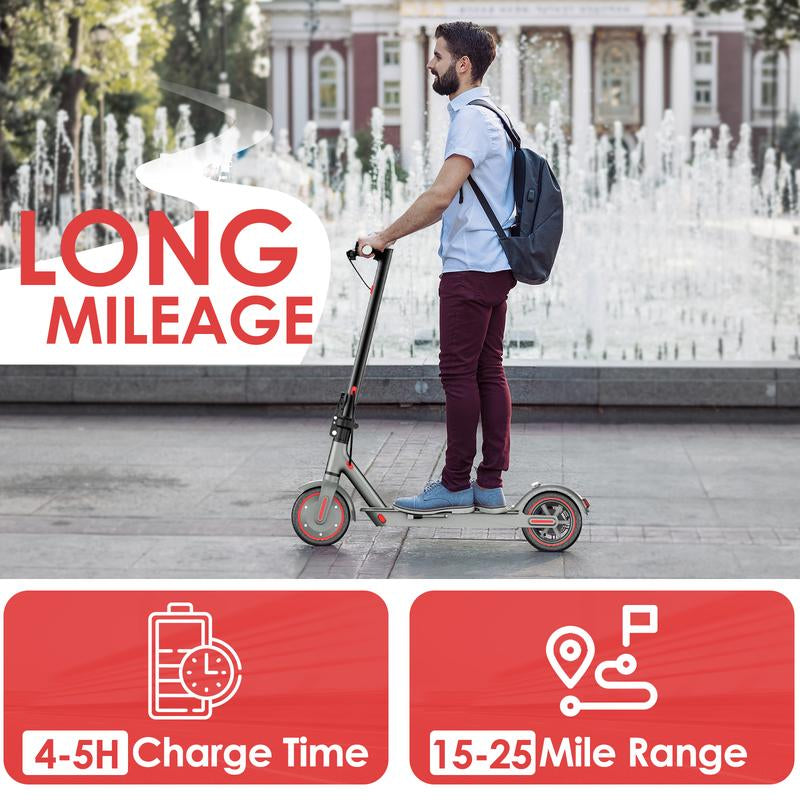 Foldable Electric Scooter, 8.5"Tires, up to 17/22 Miles Range, 350W Motor & 19 MPH Portable Folding Commuting Electric Scooter for Adults with Double Braking System and App