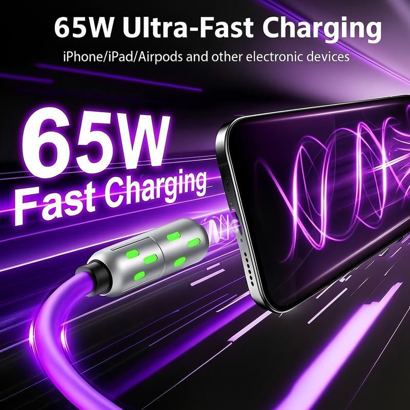 [Buy 1 Get 1 Free] 4-In-1 Multi USB Charging Cable with USB A,Type C,Lightning-Max65W Fast Charging & Data Sync for Iphone16/15,Ipad Pro, Fast Charge Usb Cable 4-In-1 Fast Breathing Light -Max 1 Usb-C Data 4 1 Charging Cable-Yy