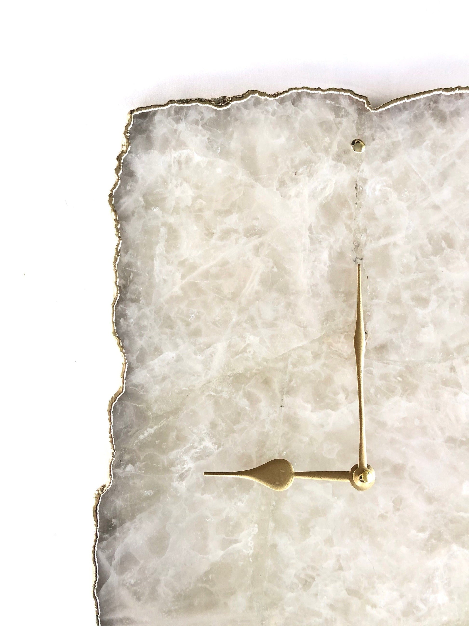 Large White Agate Wall Clock/Personalised Momento/10"x15"-1