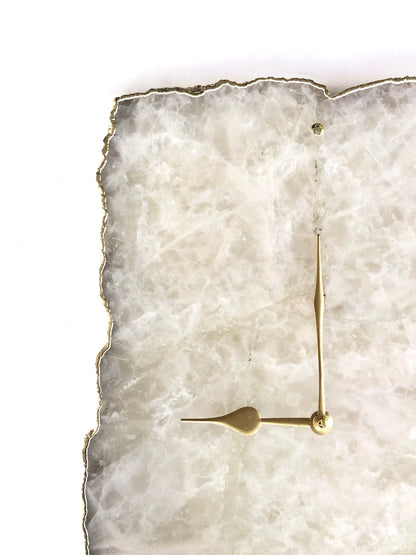 Large White Agate Wall Clock/Personalised Momento/10"x15"-1